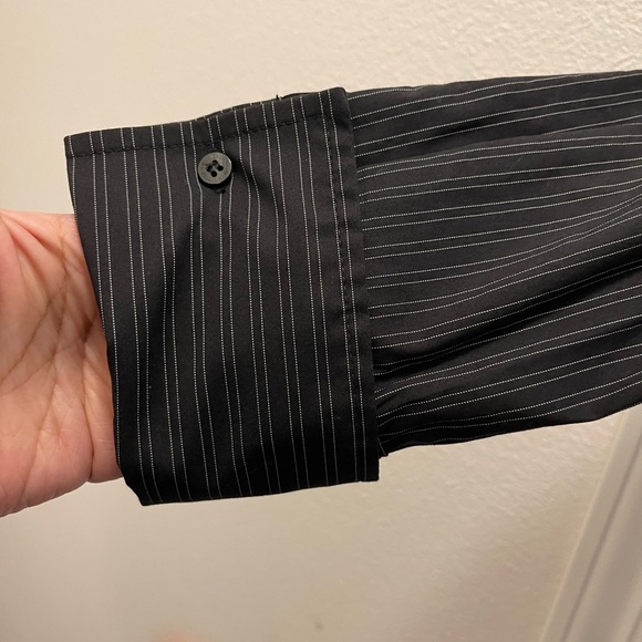 Black Pinstripe Button Down Shirt Size 14 NWT - Picture 6 of 7